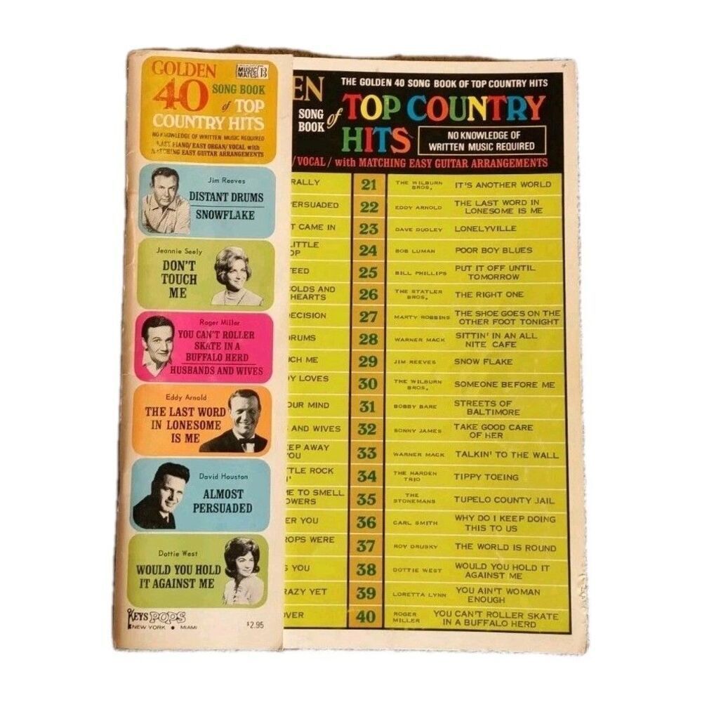 Golden 40 Song Book of Top Country Hits 1966 Piano Organ Guitar Vocal